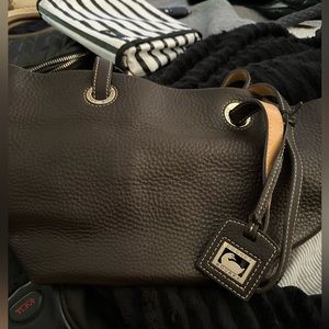 Dooney and Burke brown pebbled leather small tote
